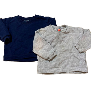 Hanes Crew Neck Fleece Sweatshirts Bundle of 2 Gray Navy Blue Size 18mos